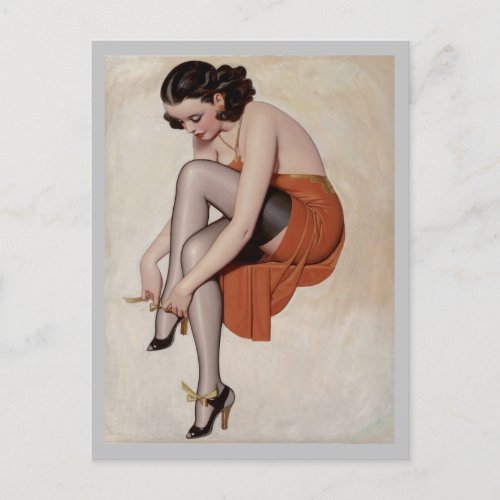 Art Deco Pin up girl Vintage art  Postcard