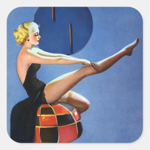 Art Deco Pin Up Square Sticker