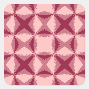 Art Deco Pink Floral Swirl Retro Abstract Art Square Sticker