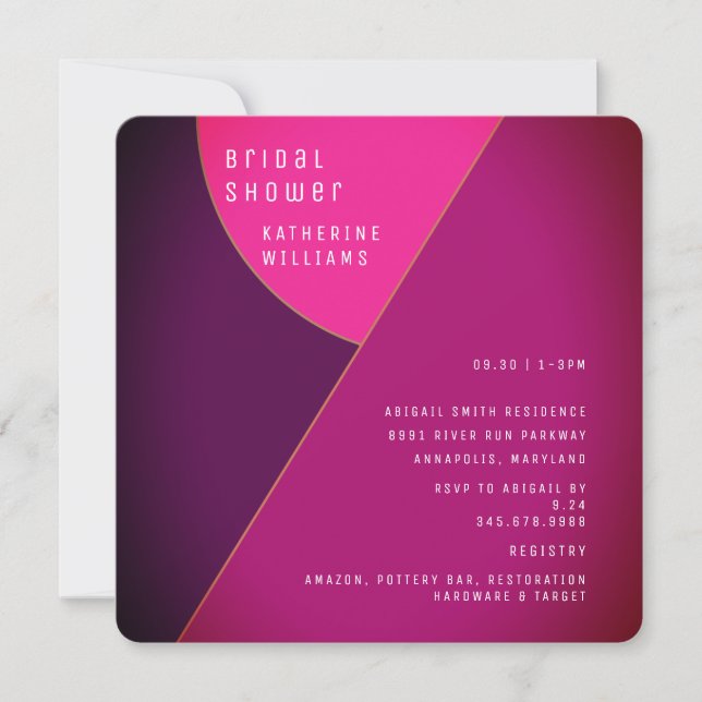 Art Deco  Pink Rounded Square Bridal Shower Invitation (Front)