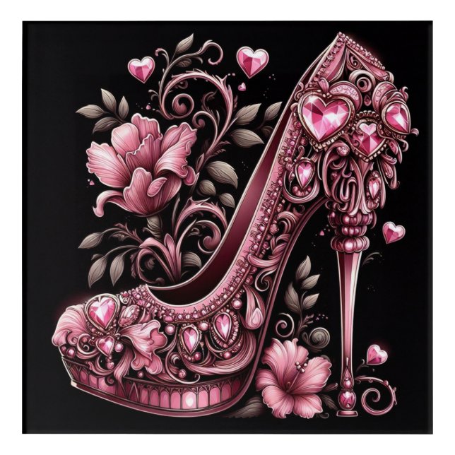 Art Deco Pink Stiletto High Heels  (Front)