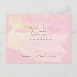 Art Deco Pink & Yellow Wedding Save the Date Postcard
