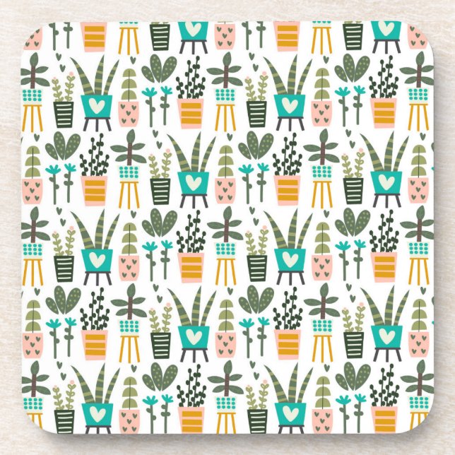 Art Deco Planter Beverage Coaster (Front)