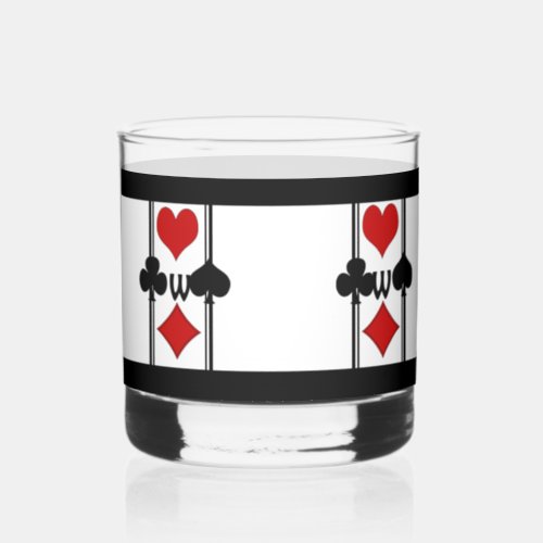 Art Deco Playing Card Suits with Monogram Whiskey Glass