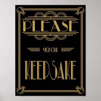 Art Deco Please Sign Our Keepsake Wedding  Print by TheArtyApples at Zazzle