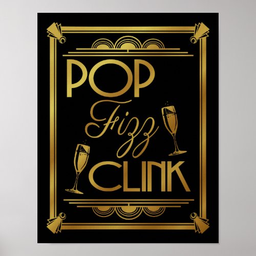 Art Deco POP FIZZ CLINK GOLD color change BG Poster