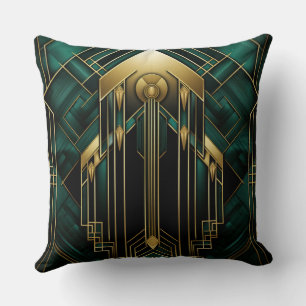 Art Deco Portal - Emerald and Dorion Throw Pillow