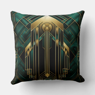 Art Deco Portal - Emerald and Dorion Throw Pillow