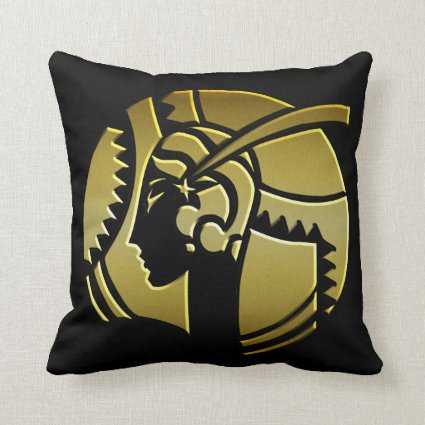 Art Deco Portrait of a Lady Black and Gold Throw Pillow