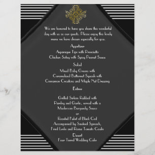 Art Deco Posh Wedding Menu