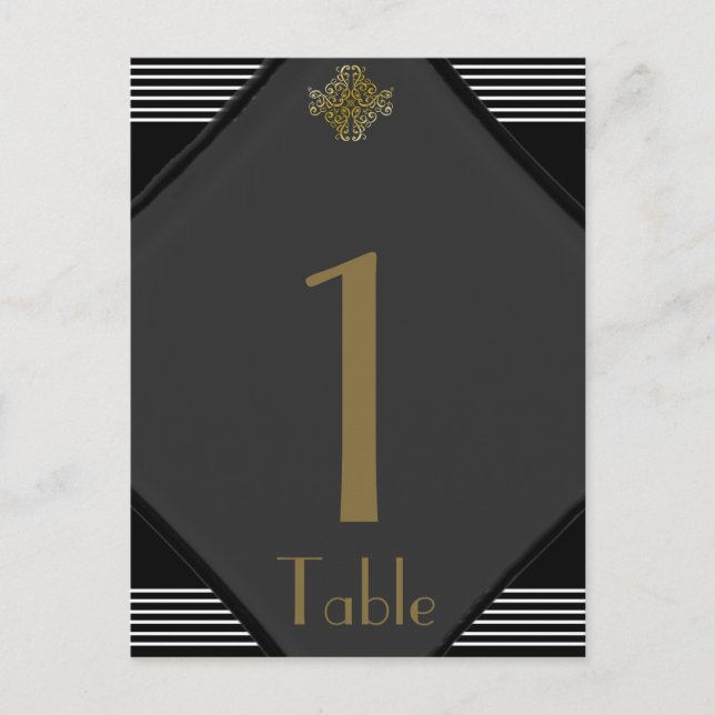 Art Deco Posh Wedding Table Number (Front)