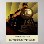 Art Deco Poster Train New York Central Station<br><div class="desc">You choose to have this art deco post framed or not.</div>