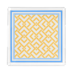 Art deco print in vibrant colors yellow acrylic tray