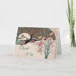 Art Deco Prints Love Birds Thank You Card