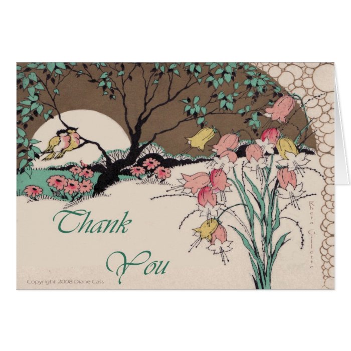 Art Deco Prints Love Birds Thank You Card