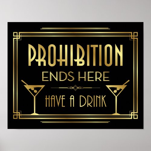 Art Deco PROHIBITION ENDS HERE Sign Print