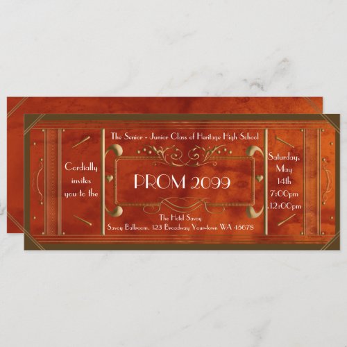 art deco PROM ticket leather luxury Invitation