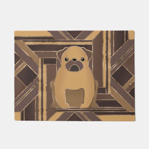 Art Deco Pug dog _ Pastel Gold Doormat