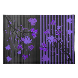 Art Deco Purple and Black Floral Placemat