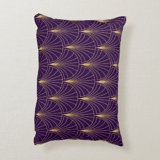 Art Deco Purple and Gold Shells Accent Pillow