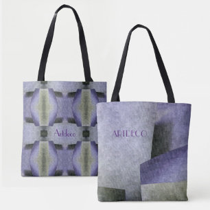 Art Deco Purple and Green Pattern Customizable Tote Bag