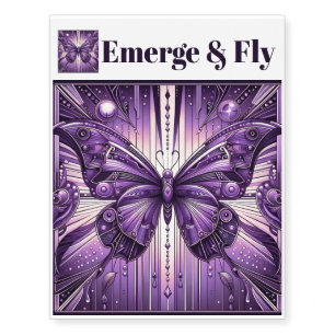 Art Deco Purple Butterfly Temporary Tattoos