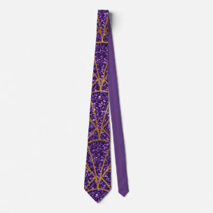 Art Deco Purple Gold Glitter Pattern Neck Tie