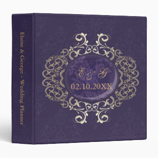 Art Deco Purple Gold Photo Wedding Planner Binder