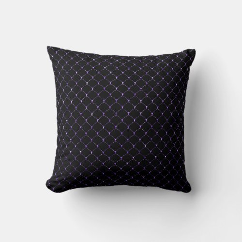 Art Deco Purple Net Black Scales Mermaid Throw Pillow