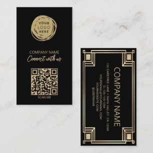 Art Deco QR Code Business Logo Card