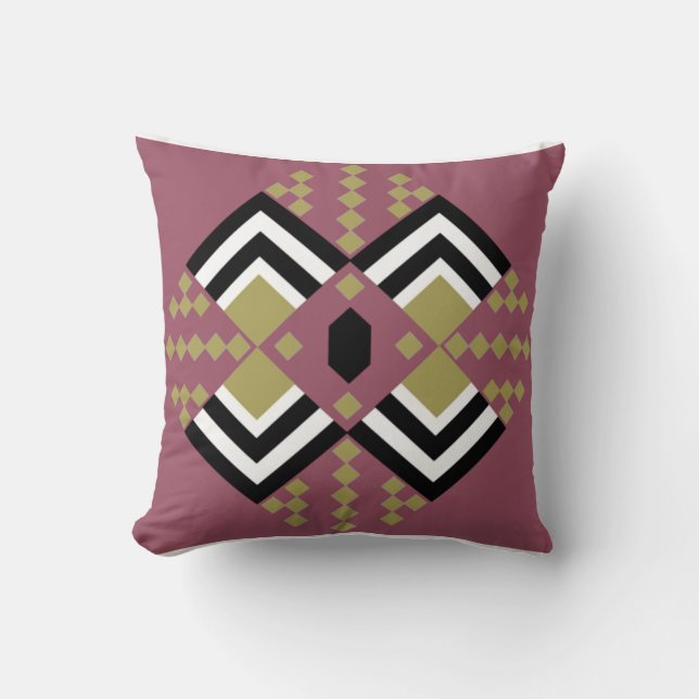 Art Deco Quilt Inspired Throw Pillow (Front)