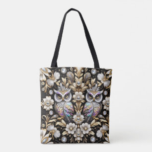 Art Deco Rainbow Owls Tote Bag