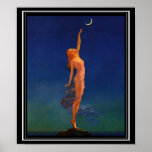 Art Deco - Reaching for the Moon Pin Up Girl  Poster<br><div class="desc">Vintage Art - Pin Up Girl Poster</div>