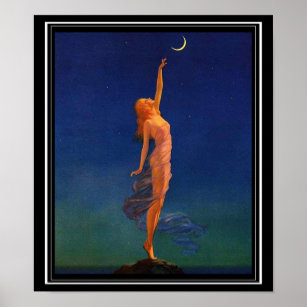 Art Deco - Reaching for the Moon Pin Up Girl  Poster