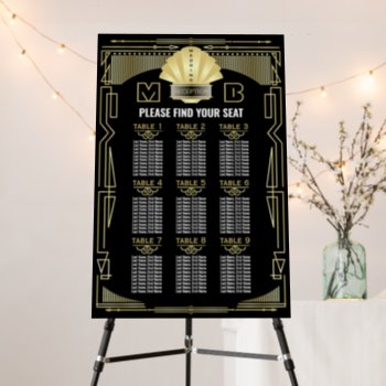 Art Deco Reception Gold Black Seating Chart Foam Board by BCVintageLove at Zazzle