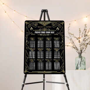 Art Deco Reception Gold Black Seating Chart Foam Board