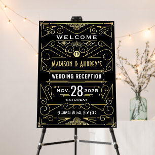 Art Deco Reception Gold Black Welcome Foam Board