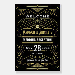 Art Deco Reception Gold Black Welcome Foam Board