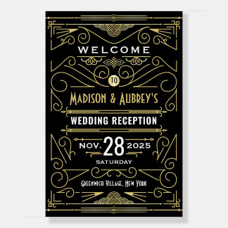 Art Deco Reception Gold Black Welcome Foam Board
