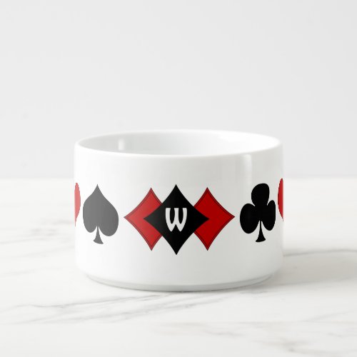 Art Deco Red and Black Card Suits_Monogrammed Bowl