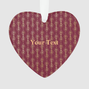 Art deco red and gold heart shape template ornament