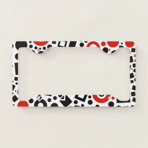 Art Deco Red & Black Elegant Pattern Design License Plate Frame