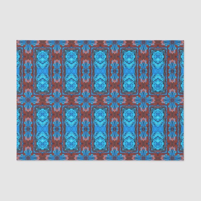 Art Deco Red Blue Abstract Graphic Pattern Tissue Paper (Front)