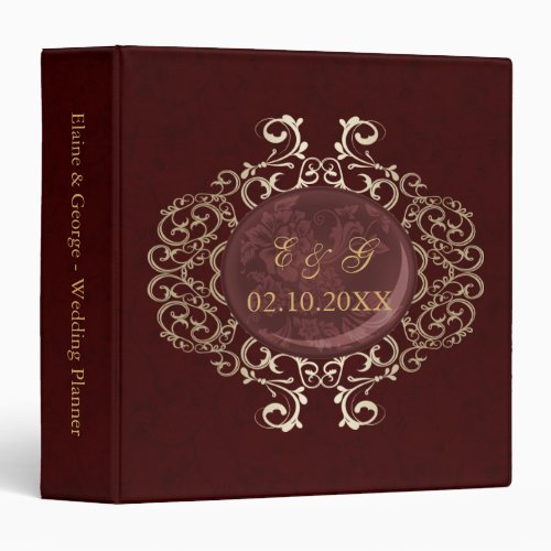 Art Deco Red Gold Photo Wedding Planner Binder