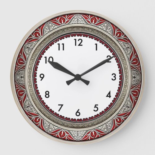 Art Deco Red Large Clock