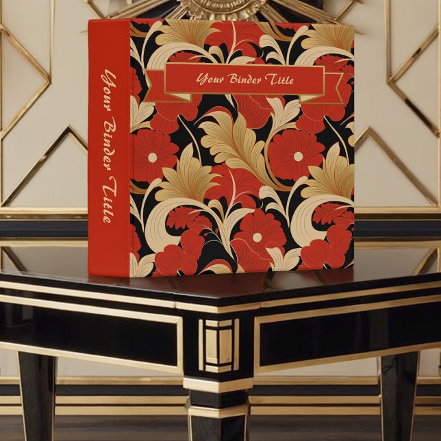 Art Deco Red Poppies 3 Ring Binder (Creator Uploaded)