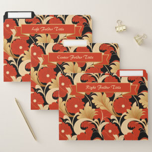 Art Deco Red Poppies File Folder
