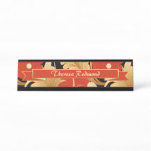 Art Deco Red Poppies Personalized