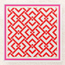 Art deco, red print in vibrant colors