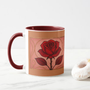 Art Deco Red Rose Maroon Combo Mug